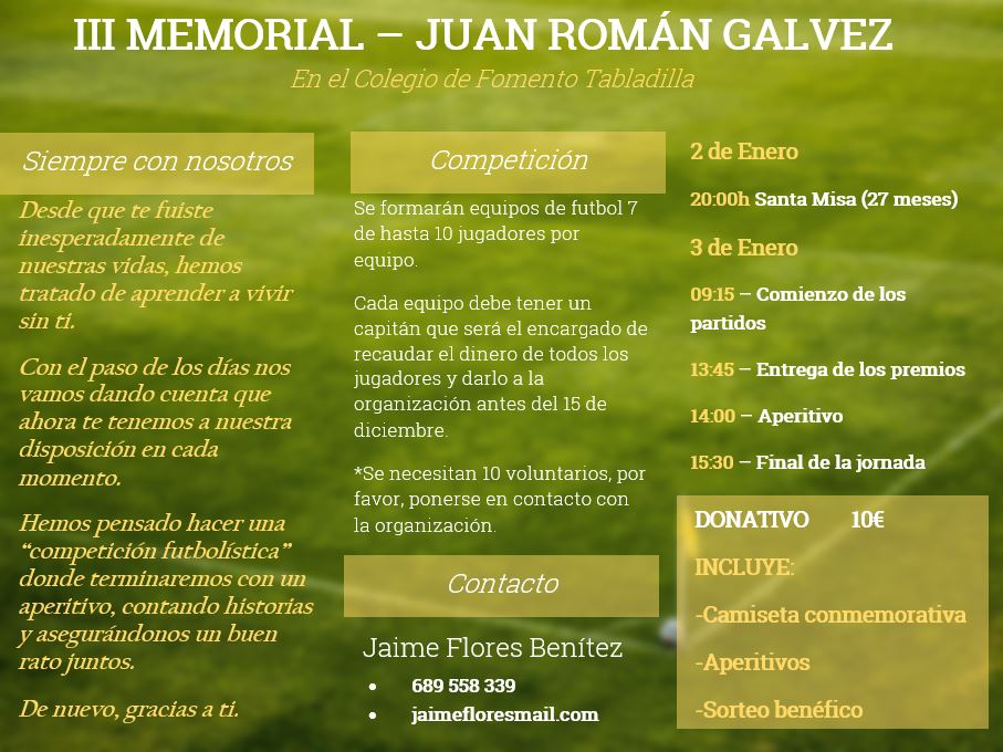 Fútbol para recordar a Juan Román Gálvez